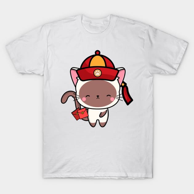 Cute White Cat ready for lunar new year T-Shirt by Pet Station